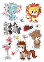 Кристальная ( алмазная) мозаика  " ФРЕЯ" ALVN- 102 наклейки " Веселые зверята" 14 х 19. 5 см